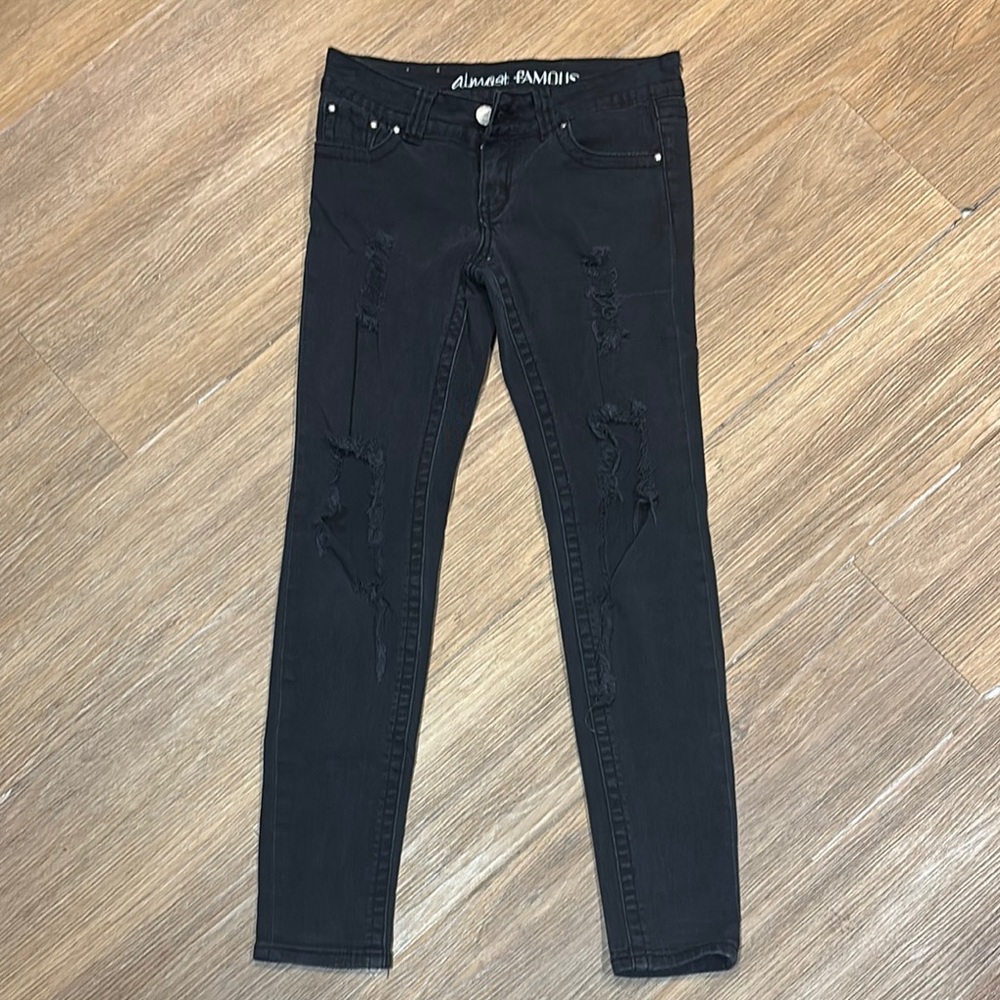 Almost Famous Black Distressed Skinny Jeans